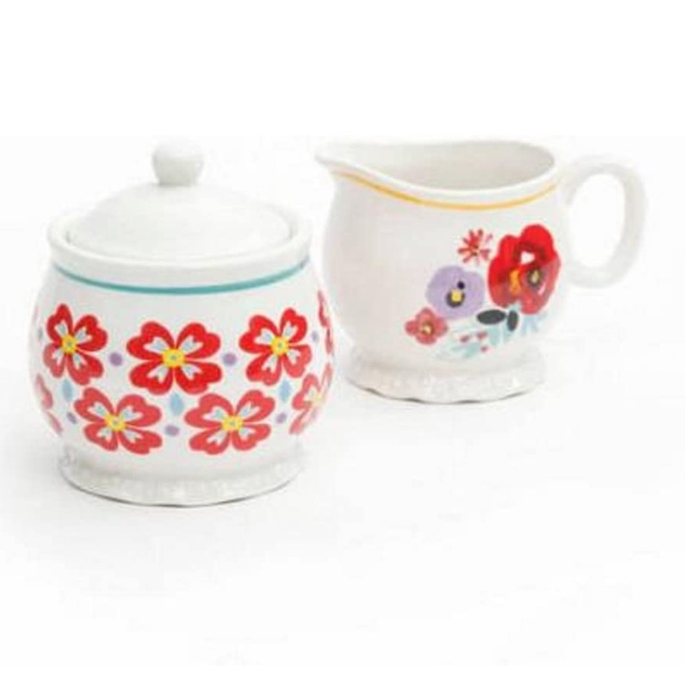 Pioneer Woman Creamer And Sugar Set - floral